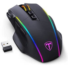 RisoPhy spēļu pele bezvadu RGB, 2.4G/USB-C/Bluetooth pele ar 8 programmējamām pogām/10000DPI/7 RGB apgaismojums, bezvadu ergonomiskā pele PC/Mac Gamer