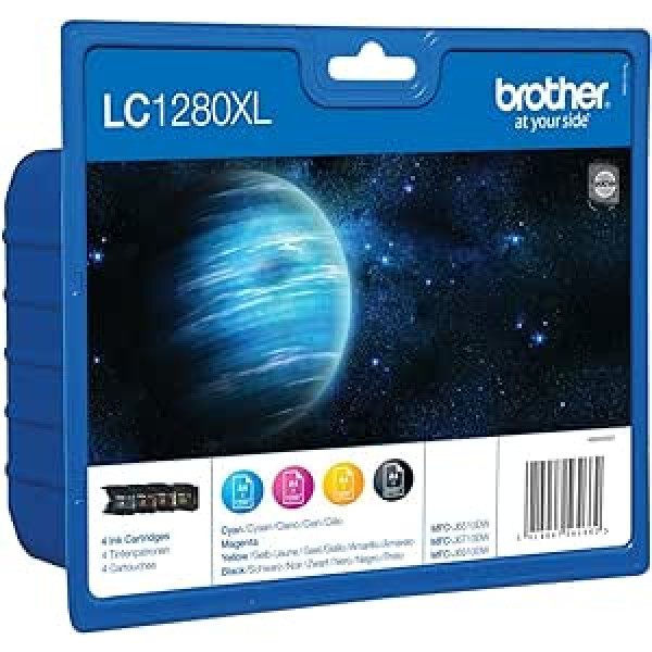 Brother LC1280XL Original XL-Tintenpatronen LC-1280XL (švarcas, žalsvai mėlyna, rausvai raudona, gelsva) su Value-Pack (skirta Brother MFC-J5910DW, MFC-J6510DW, MFC-J6710DW, MFC-J6910DW, MFC-J6910 psl. y kiekvienas po 1 200 puslapių