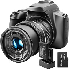 G-Anica digitālā kamera, 4K un 64MP kamera fotografēšanai, videokamera, 40x tālummaiņas video emuāri pakalpojumam YouTube ar zibspuldzi, WiFi un HDMI izeja, 32 GB SD karte