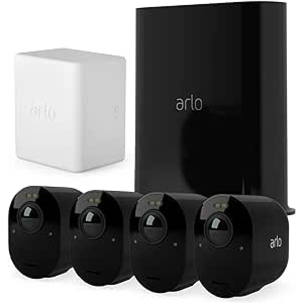 Arlo Ultra2 āra novērošanas kamera un bezmaksas papildu akumulatoru komplekts, 4 komplekts, melns, Arlo Secure plāna pārbaudes periods