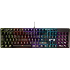 SPYCO Challenge KE-111 mehānisma spēļu tastatūra itāļu izkārtojums Regulējams LED aizmugurgaismojuma vāciņi ABS brūni slēdži 25 pretspoguļošanas taustiņi ideāli piemēroti datora klēpjdatoram ECC