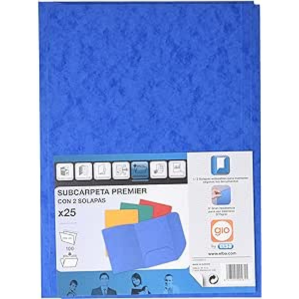 Ybarra 212203 — iepakojums 25 — Einstellmappen, 2 Klappen, 275 g, zils