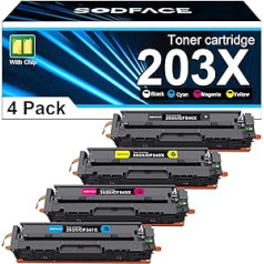 SODFACE 203X savietojams ar HP 203A 203X tonera komplektu Color Laserjet Pro MFP M281fdw M281fdn M280nw M254dw M254nw CF540X CF541X CF542X CF543X toneris no Y