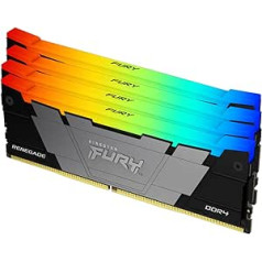 Kingston Fury Renegade RGB 32GB 3200MT/s DDR4 CL16 DIMM (komplekts ar 4) Galddatora spēļu atmiņa — KF432C16RB2AK4/32