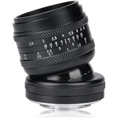 AstrHori 50 mm F1.4 objektīvs ar lielu atvērumu pilna kadra manuālā 2 in-1 slīpa objektīva miniatūra modeļa efekts, saderīgs ar Sony E-Mount spoguļkameru A7, A7R, A9, A6000, A6300, A6500 utt. (melns)