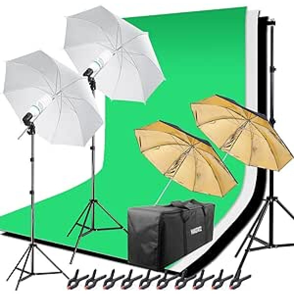 HAKUATZ profesionālais fotostudijas komplekts Studio gaismas studijas komplekti fona sistēmas lampas statīvs Softbox fotografēšana ar aizsargvāciņu