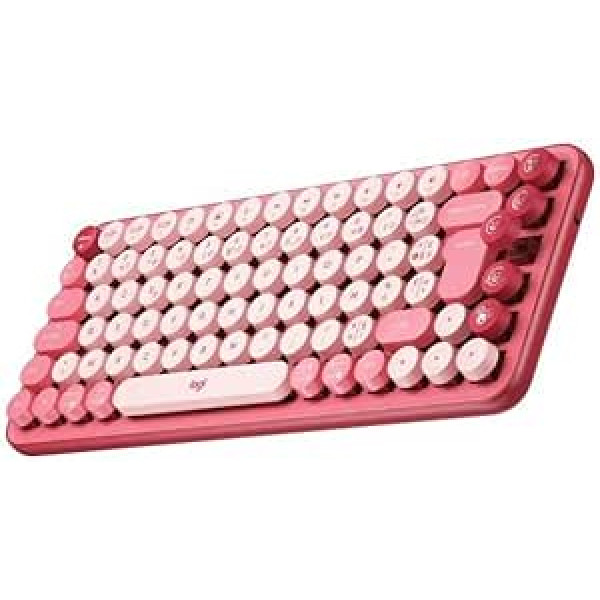 Logitech POP Keys mehāniskā bezvadu tastatūra ar pielāgojamiem emocijzīmju taustiņiem, franču AZERTY izkārtojums — rozā