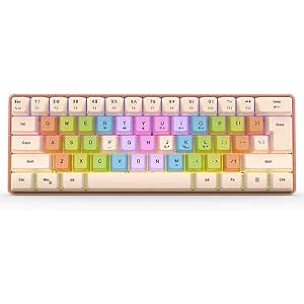 Cuifati Gaming Keyboard for Girls, 60 Percent Keyboard Colour, Cute Keyboard with RGB, Wired Mechanical Keyboard for Gaming Office Apricot