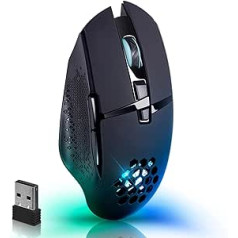 Defender Glory Wireless Gaming Mouse 3200 DPI 5 Programmable Buttons Multicolor RGB Lighting Up to 240hrs Battery Life Computer Mouse for PC Mac Laptop Black