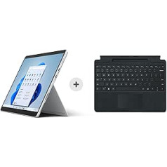 Microsoft Surface Pro 8, 13 collu 2 in-1 planšetdators (Intel Core i7, 16 GB RAM, 256 GB SSD, Win 11 Home) Platīna pelēka Microsoft Surface Pro paraksta tastatūra, melna (QWERTZ tastatūra)