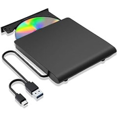 Spofeynny ārējais CD/DVD disks USB 3.0 un C tipa pārnēsājamais CD/DVD-RW diskdziņa CD rakstītājs personālajam datoram, klēpjdatoram, piezīmjdatoram, galddatoriem, Windows 7/8/10/XP/Vista/Linux Plug and Play