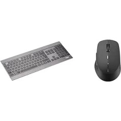 Rapoo E9270P bezvadu tastatūra Bezvadu tastatūra Īpaši plānā 4 mm tastatūras dizains nerūsējošais tērauds un alumīnijs - melns & M300 klusa bezvadu pele Bezvadu pele 1600 DPI sensors - tumši pelēks