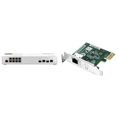 Qnap QSW-M2108-2C — 2 x 10 GbE SFP+/RJ45 kombinētie porti un 8 x 2,5 GbE (RJ45) porti un QXG-2G1T-I225 viena porta 2,5 GbE 4 ātrumu tīkla karte