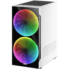 Mars Gaming MC9 ATX PC Case, Side and Front Window, 2 x ARGB Fans, White