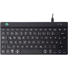 R-Go Tools Break Keyboard, German QWERTZ Layout, Mini Keyboard without Number Pad, with Pause Display, Ergonomic Compact Design, USB Wired, Black