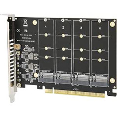 Akozon M.2 išplėtimo kortelės adapterio kortelė 4 prievadas M.2 NVME SSD NVME adapteris kietojo disko keitiklio skaitytuvo plėtinys PCIE Asus Kioxia į PCIE X16 M raktas