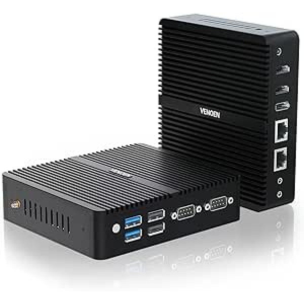 VENOEN Mini PC 12. paaudzes In-tel J6412 procesors, mini dators bez ventilatora ar Windows 11 Pro, 8 GB DDR4 256 GB SSD biroja mājas mini dators, Dual HD-MI+1xDP 3 displejs/2xLan/2xRS232 COM/WiFi/BT 4.2