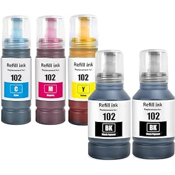 LAIPENG 102 Ink Compatible with Epson 102 for ET-2700 ET-2750 ET-2751 ET-2756 ET-2850 ET-2851 ET-2856 ET-3700 ET-3750 ET-3850 ET-4750 ET-4850 ET-4850 ET-4850 50 ET-504856 ET-15000 Printer (BK*2/C/M/Y)