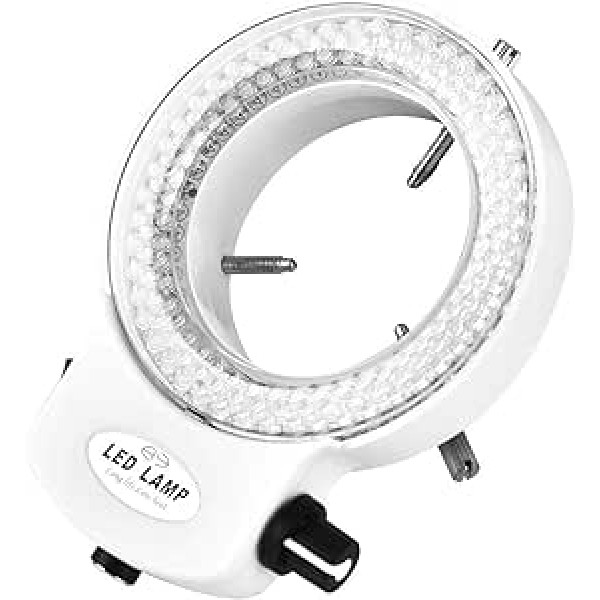 Dpofirs 140 gabalu LED gredzenu gaismas lampa stereo mikroskopam, mikroskopa kamera, 144 LED lodītes, gaismas avota spilgtums, regulējama gredzena lampa, LED mikroskopa gredzena gaisma ar adapteri (balts)