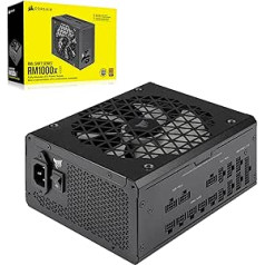 Corsair RM1000x Shift pilnībā modulārs ATX barošanas avots - moduļu sānu interfeiss - ATX 3.0 un PCIe 5.0 savietojams - nulles apgr./min ventilatora režīms - 105°C kondensatori - 80 plus zelta efektivitāte - melns