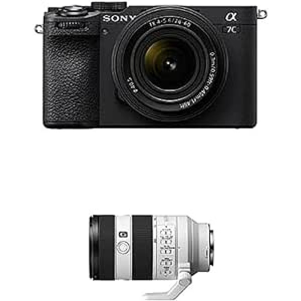 Sony Alpha 7C II | Bezspoguļa pilna kadra kamera ar SEL2860 tālummaiņas objektīvu (28–60 mm, F4–5.6, kompakts, 33 MP, reāllaika automātiskais fokuss, 10 BPS, 4K video, noliecams LCD skārienekrāns) Melns + SEL70200G2