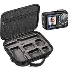 iEago RC Osmo Action 4 Bag PU ādas pārnēsāšanas soma ceļojumu soma uzglabāšanas soma ar ekrāna aizsargu [2+2+2 gabali] aizsargplēve DJI Osmo Action 4 piederumiem