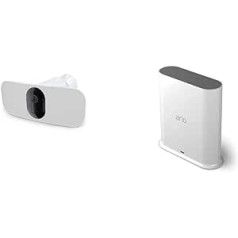 Arlo Pro3 Floodlight WiFi Outdoor Surveillance Camera, Wireless, 2K, Motion Sensor, Colour Night Vision, LED Floodlight, 2-Way Audio, Siren, FB1001 & Certified SmartHub Accessories, White, VMB4540