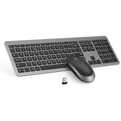 Belaidė klaviatūra ir pelė viso dydžio plona, plona belaidė klaviatūra pelė 2.4G stabilus ryšys Reguliuojamas DPI su skaitine klaviatūra