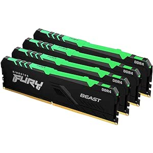 Kingston Fury Beast RGB 64GB (4x16GB) 2666MT/s DDR4 CL16 galddatora atmiņas komplekts ar 4 KF426C16BBAK4/64