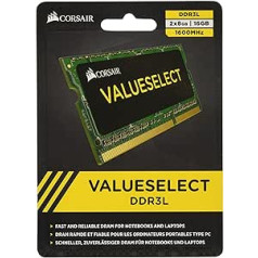 Corsair CMSO16GX3M2C1600C11 Value Select 16GB (2x8GB) DDR3 1600Mhz CL11 Mainstream SODIMM piezīmjdatora atmiņas komplekts — zaļš