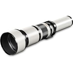 Walimex pro 650-1300 mm 1:8-16 DSLR telefoto objektīvs Nikon Z objektīvam Bayonet White (manuālais fokuss, aprēķināts pilna kadra sensoram, filtra diametrs 95 mm, ar izvelkamu objektīva pārsegu) 22927