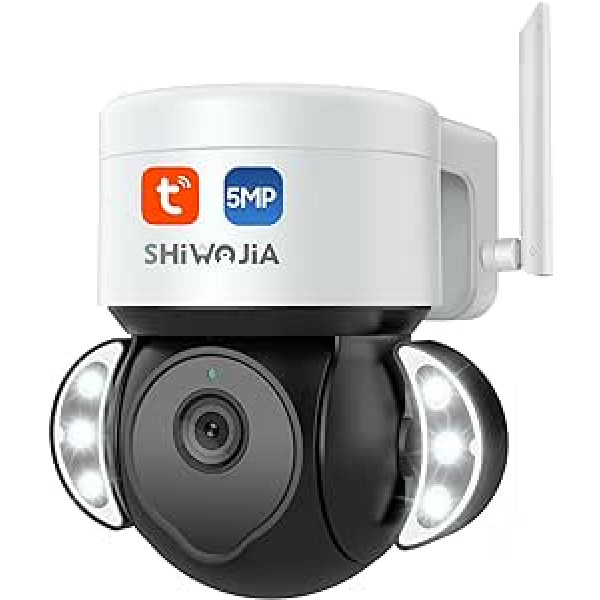 SHIWOJIA Wi-Fi āra kamera, Floodlight Cam 1080P drošības kamera, divvirzienu audio, nakts redzamība, savietojams ar SD/Cloud karti