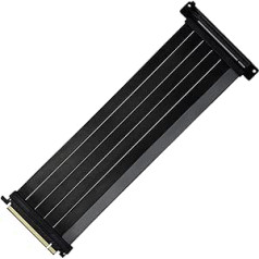 Cooler Master MasterAccessory PCIe 4.0 x16 300mm V2 stāvvads — EMI ekranēts īpaši elastīgs TPE kabelis, pastiprināti PCI sloti, zelta spraudņu savienotāji, aizsargājošs ABS korpuss — melns