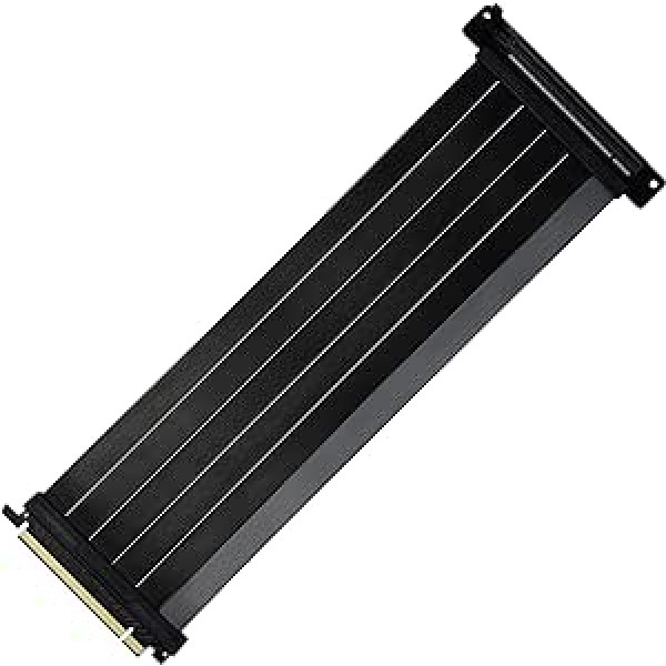 Cooler Master MasterAccessory PCIe 4.0 x16 300mm V2 stāvvads — EMI ekranēts īpaši elastīgs TPE kabelis, pastiprināti PCI sloti, zelta spraudņu savienotāji, aizsargājošs ABS korpuss — melns