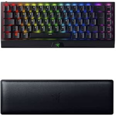 Bundle of Razer BlackWidow V3 Mini Hyperspeed (Yellow Switch) - Compact Gaming Keyboard in QWERTZ, DE Layout + Ergonomic Wrist Rest for 65% Keyboards | Black