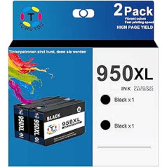 950XL printeru kasetnes, kas saderīgas ar HP 950 XL tintes kasetnēm, kas paredzētas HP Officejet Pro 8600 8610 8100 8615 251dw 276dw 8620 printeru kasetnēm (melnas, iepakojumā 2)