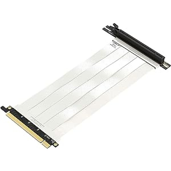 LINKUP — Ultra PCIe 4.0 X16 stāvvada kabelis (RTX4090, RX6950XT, x570, B550, Z690 pārbaudīts), ekranēts, vertikāls spēļu PCI Express Gen4 stiprinājums, universāls 90 grādu sieviešu savienotājs (30 cm), 3.0 Gen3 saderīgs, balts