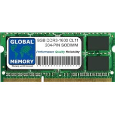 GLOBĀLĀ ATMIŅA 8 GB DDR3 1600 MHz PC3-12800 204 kontaktu SODIMM RAM operētājsistēmai MacBook Pro (2012. gada vidus)