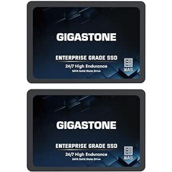 Gigastone Enterprise 2TB (2 pakotnes) NAS SSD 24/7 tīkla krātuves kešatmiņa, ilgstošas uzticamības servera NAS krātuve mājas RAID 2,5 collu SATA III iekšējais cietvielu disks 3D NAND SLC kešatmiņa