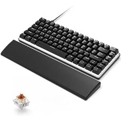 Mehāniskā spēļu tastatūra ar plaukstas balstu, USB vadu 82 taustiņi, balts fona apgaismojums, pretspoguļu novēršana, brūns slēdzis, kompakta tastatūra, ērta atmiņas putu plaukstu balsts, melna