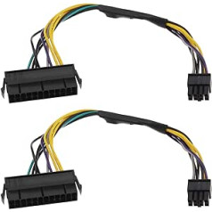 2 pack ATX 24 kontaktu līdz 8 pinu barošanas adapteris, kas ir savietojams ar Dell Optiplex 3020/3040/3046/5040/7020/7040/7060/9020 H61 H81 Q77 B75 Q75 Q65