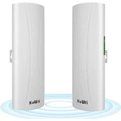 KuWFi Radio WLAN Set Outdoor 5.8G 1-3 km Wireless Bridge Long Range Repeater, 300 Mbit/s LAN Directional Radio, 14 dBi WLAN Signal Amplifier, CPE353
