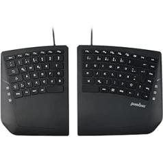 Perixx PERIBOARD-524B DE, Ergonomiska, sadalīta tastatūra ar vadu - regulējams slīpuma leņķis - zema profila membrānas taustiņi - melni - vācu QWERTZ