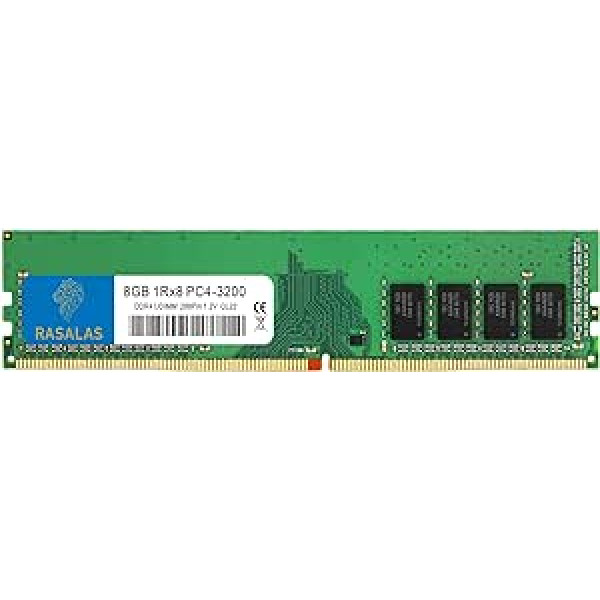 RASALAS 8GB DDR4 3200MHz (DDR4-3200) PC4-25600 bez ECC unbuferēta 1,2 V CL22 1Rx8 viena ranga 288 kontaktu darbvirsmas RAM jauninājums