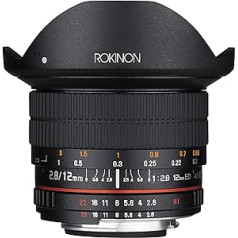 Rokinon F2.8 Ultra Wide Fischaugenobjektiv für Nikon AE DSLR-Kameras, 12 mm