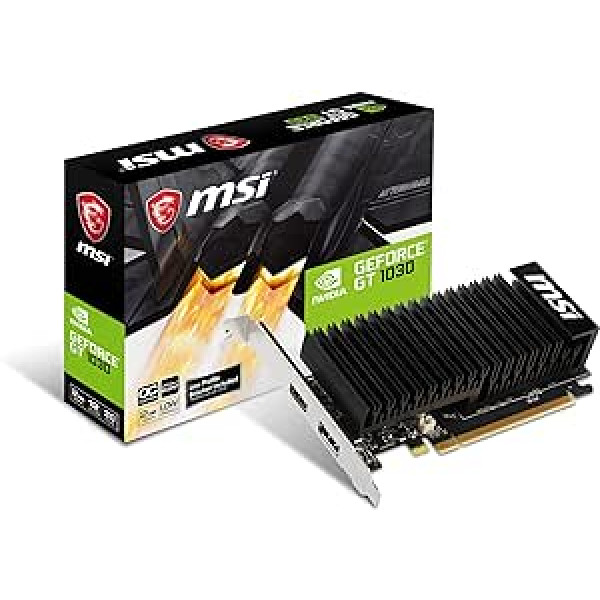 MSI NVIDIA GEFORCE GT 1030 2GHD4 LP OC Grafikas karte '2 GB GDDR4, 1518 MHz, zema profila dizains, DisplayPort, HDMI, pasīvās luminiscences Kühlsystem