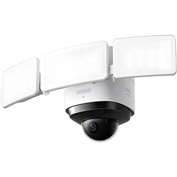 eufy Security Floodlight Cam 2 Pro Apkures kamera ar Scheinwerfer, 360 Grad Schwenk- un Neigefunctionn, 2K Full HD, Wetterfest, KI Technologie, Gebührenfreie Nutzung (Generalüberholt)