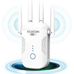 QLOCOM 2024 Naujausias WLAN stiprintuvas WLAN kartotuvas 1200 Mbit/s, WiFi interneto stiprintuvas dviejų juostų 5GHz ir 2,4GHz su WPS, WiFi stiprintuvas, suderinamas su visais WLAN įrenginiais