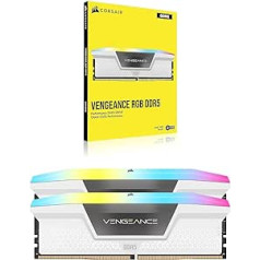 Corsair VENGEANCE RGB DDR5 RAM 32GB (2x16GB) 6000MHz CL40 Intel XMP iCUE saderīga datora atmiņa — balta (CMH32GX5M2B6000C40W)