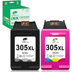 COLORETTO perdirbtos rašalo kasetės keitimas, skirtas HP 305XL 305 XL, skirtas naudoti su DeskJet 2700 2724 4130e DeskJet Plus 4100 Envy 6000 Envy Pro 6400 6420 (1 juoda, 1 spalva)